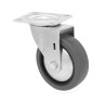 RUEDA 100MM PLACA 60X60 GOMA GRIS CON FRENO C/ANTIHILOS