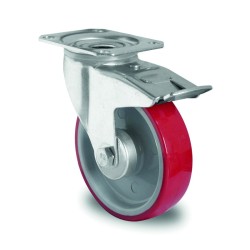 RUEDA BASIC POLIURETANO N2U6 R1W 125 CON PLACA ROJO CASCOO