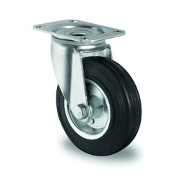 RUEDA BASIC PLACA GIRATORIA GOMA NEGRA 100KG