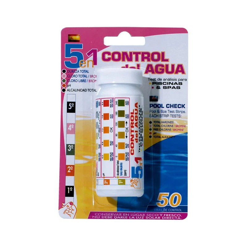 TEST KIT 50 TIRITAS PISCINA 5 FUNCIONES PQS