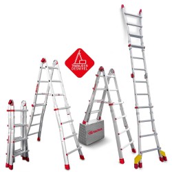 ESCALERA TELESCOPICA 8+8 PELDAÑOS BISAGRA PROGRAMABLE CON BLOQUEO DE S