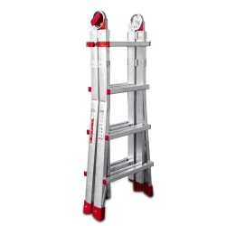 ESCALERA TELESCOPICA 8+8 PELDAÑOS BISAGRA PROGRAMABLE CON BLOQUEO DE S
