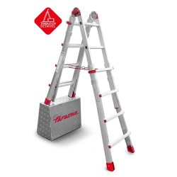 ESCALERA TELESCOPICA 8+8 PELDAÑOS BISAGRA PROGRAMABLE CON BLOQUEO DE S
