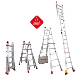 ESCALERA TELESCOPICA 10+10 PELDAÑOS BISAGRA PROGRAMABLE CON BLOQUEO DE