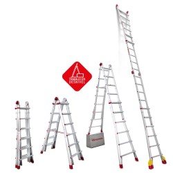 ESCALERA TELESCOPICA 12+12 PELDAÑOS BISAGRA PROGRAMABLE CON BLOQUEO DE