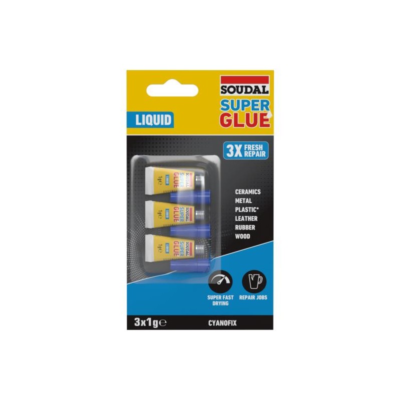 SUPER GLUE LIQUID 3X1 GR. SOUDAL PEGAMENTO INSTANTANEO CIANOCRILATO