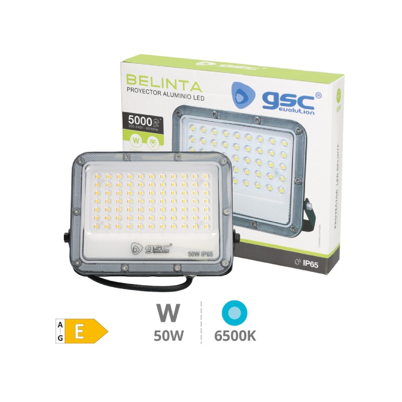 Proyector LED Belinta 50W 6500K IP65 negro | Luz fría 5000 lm | Exteri Proyector LED Belinta 50W 6500K IP65 negro | Luz fría 5000 lm | Exteri