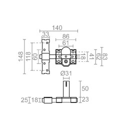 Cerrojo de Sobreponer MICEL CRR10 Latón Satinado | Acero 140x148x75 mm