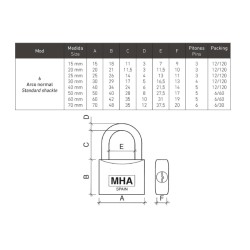 Candado MHA Modelo 6 | Latón Pulido 50 mm Alta Seguridad