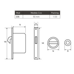 Cerradura MHA Modelo 235 | Puertas Correderas Zincada con Tirador